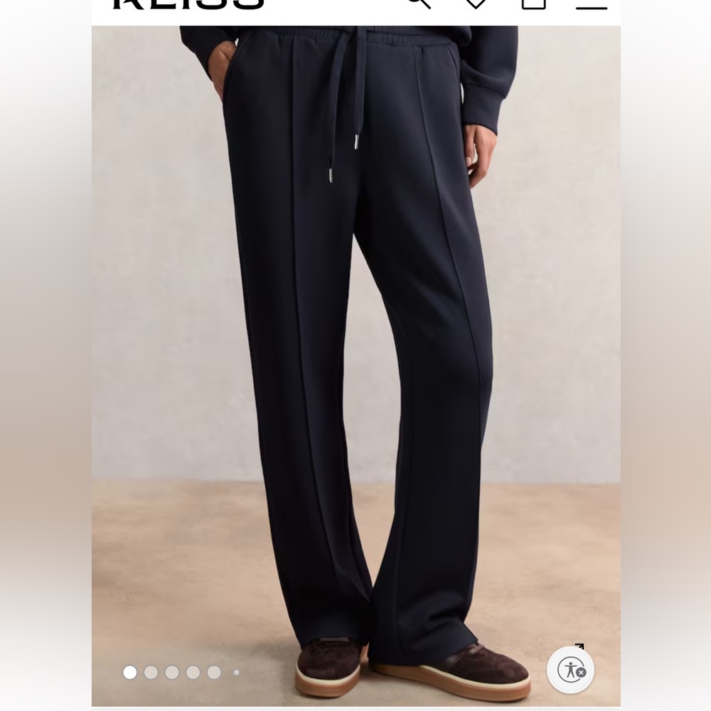 Reiss Navy Tailored Drawstring Trousers